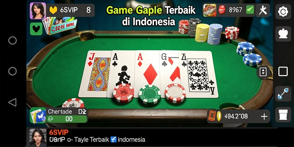 Tampilan gameplay 6SVIP yang menampilkan suasana Gaple yang asyik.