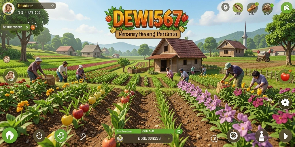 Tampilan seru gameplay DEWI567 dengan aktivitas pertanian yang mengasyikkan.