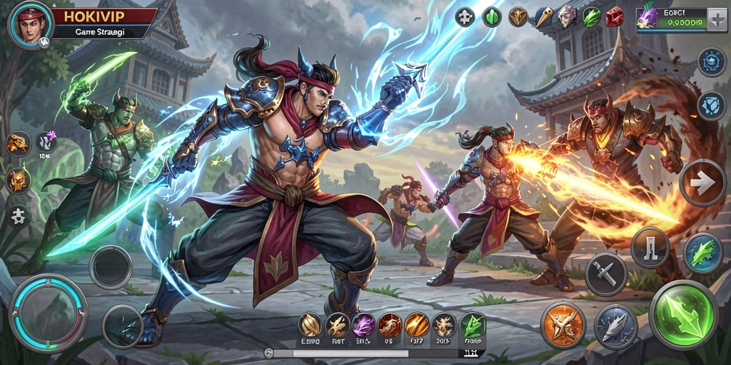 Tampilan gameplay seru dalam HOKIVIP dengan pertempuran strategis.