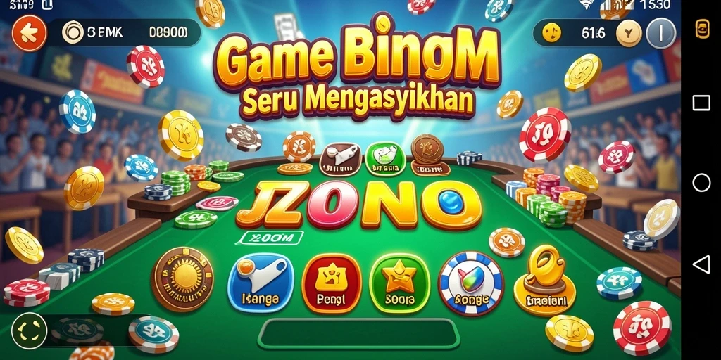 Screenshot utama J200M menampilkan gameplay Bingo yang seru dan interaktif.