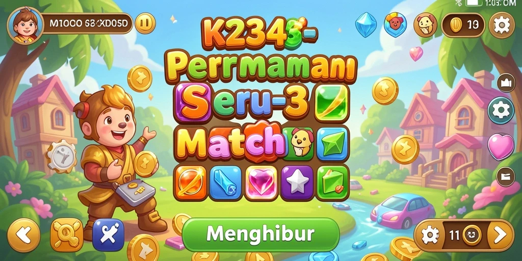 Tampilan menarik dari gameplay K234 dengan tantangan Match-3.
