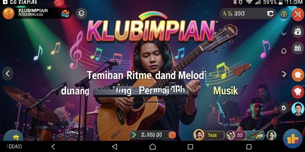 Screenshot gameplay <strong>KLUBIMPIAN</strong> menampilkan pengguna bersemangat bermain musik.