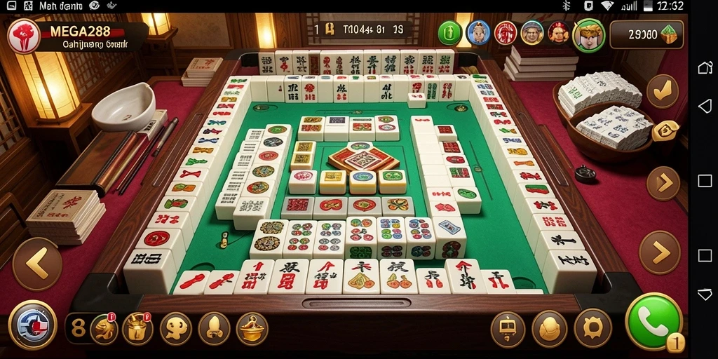 Screenshot gameplay MEGA288 menampilkan keseruan permainan Mahjong.