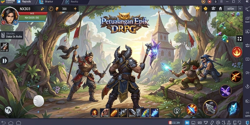 Tampilan gameplay NX303 yang menakjubkan dan penuh aksi RPG.