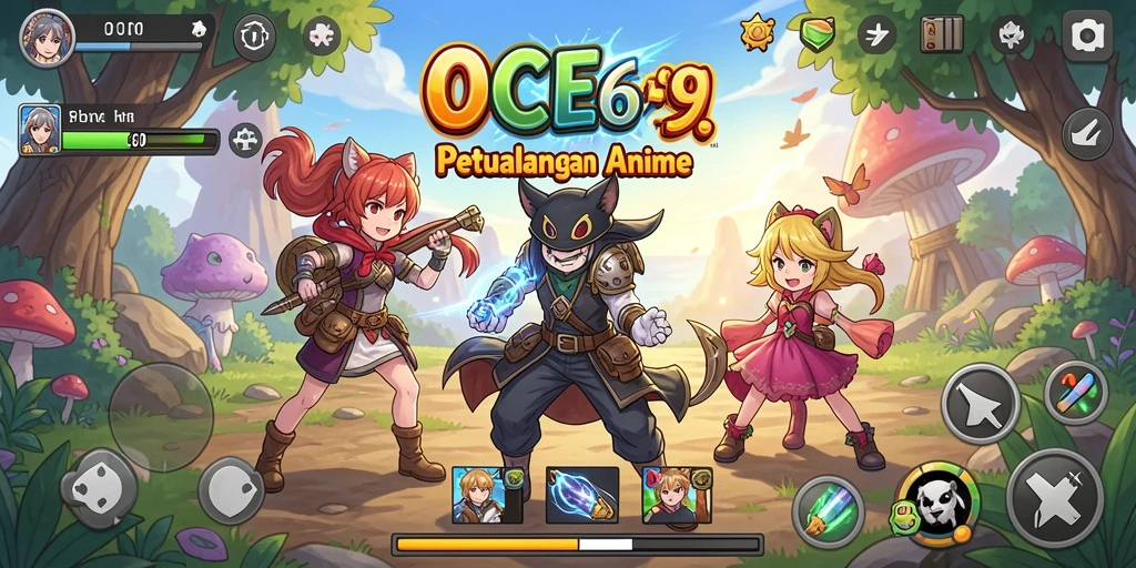 Tampilan gameplay OCE69 yang menarik dan penuh warna.