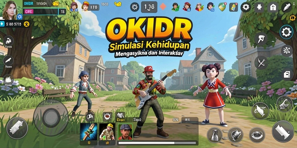 Tangkapan layar gameplay <strong>OKIDR</strong> yang menampilkan interaksi karakter dan lingkungan yang dinamis.