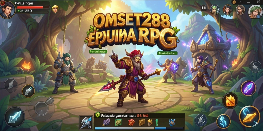 Screenshot OMSET288 menampilkan aksi seru dalam pertarungan RPG.