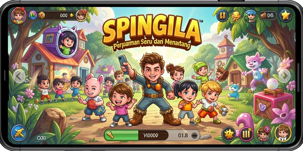 Screenshot menunjukkan aksi seru dalam gameplay <strong>SPINGILA</strong> dengan efek visual yang menarik.