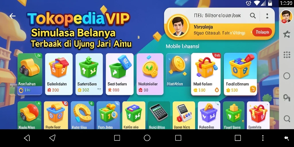 Screenshot gameplay TOKOPEDIAVIP menunjukkan pengalaman berbelanja yang interaktif dan menarik.