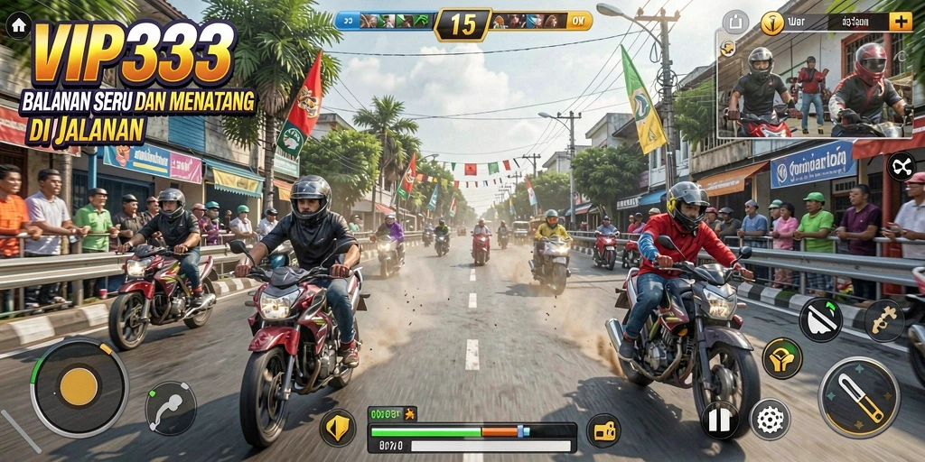 Screenshot utama VIP333 menampilkan aksi balapan yang mendebarkan.
