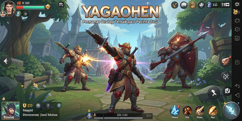 Screenshot YAGAOHEN menampilkan pertempuran epik dan pemandangan kerajaan yang megah.
